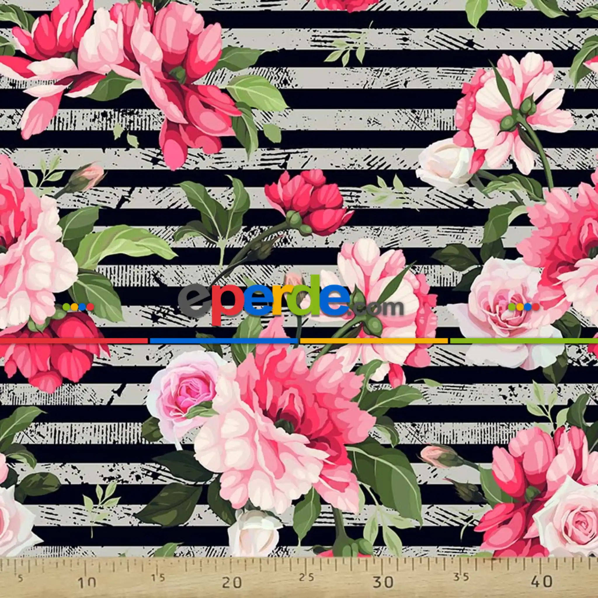 Pembe Gül Eskitme Desenli Fon Perde Evm617 Kumaşı Kalındır Duck Bezi Değildir- Siyah-Yeşil-Gri-Füme-Antrasit-Pembe