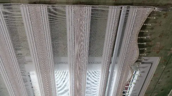 Salon Zebra Perde - Elit Simli Pileli Pudra Pembe Zebra Perde 43-4- Gri Açık