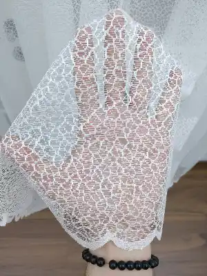 Örme Desenli Tül Perde 100% Orjinal Ürün- Ekru