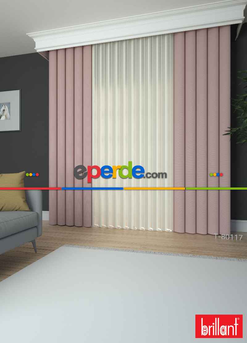 Brillant Akıllı Tül Perde Açık Pembe Renkli Tül Dikey Zebra Perde Düz 1. Kalite