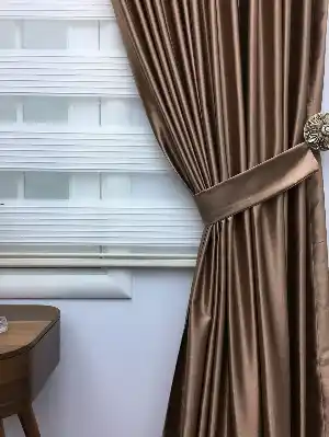 Bakır Rengi Düz Fon Perde Hazır 1tkm Sıkpile- Kahve Açık