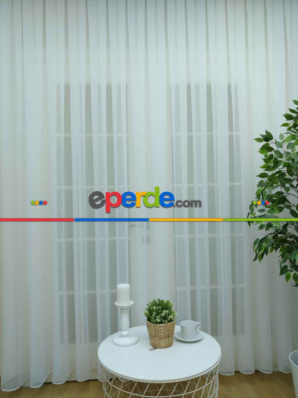 Mutfak Perdesi Düz Pileli - Beyaz