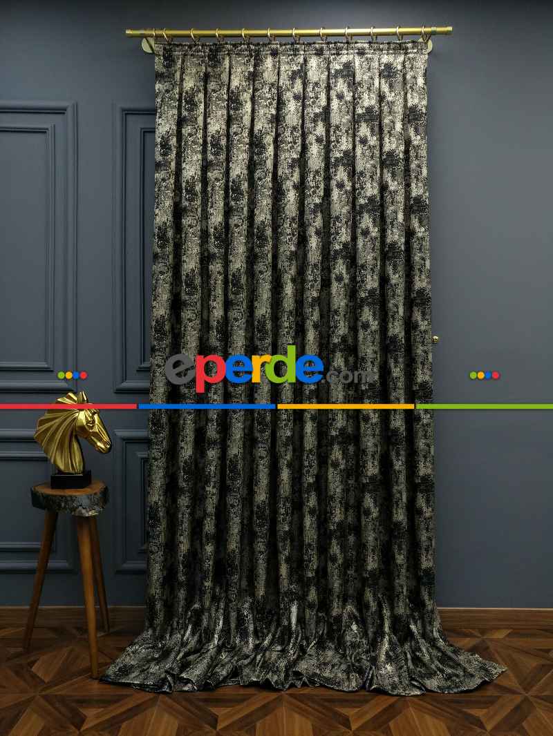 PatineDesenli Modern Desenli Jakarlı Salon Fon Perdesi 2021 Seriemodern Desenli Jakarlı Salon Fon Perdesi 2021 Series Özel Renkler- Siyah-bej-gri Açık-gri Koyu