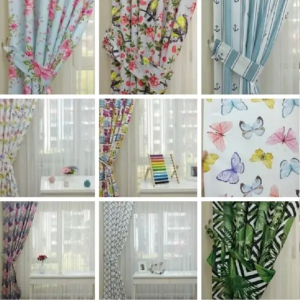 Popart Desenli Fon Perde Evm353-1 Kumaşı Kalındır Duck Bezi Değildir- Mavi-Beyaz