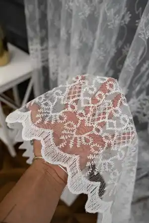 Salon Tül - Brode Yoğun İşlemeli Tül Perde Çok Dökümlü - Ütü İstemez - İtinalı Dikiş