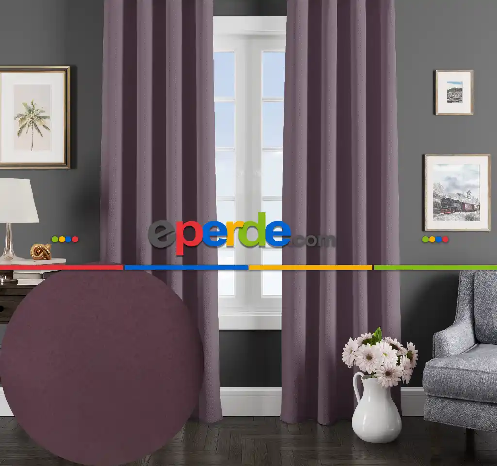 Antik Mor Rengi Blackout Güneşlik Karartma Perde Perlehome City Series