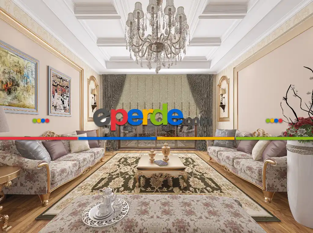Drape Dar Bant Kadife Bantlı Yarım Şelale İp Perde Bej Altın- Beyaz-Altın Simli