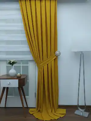 Hardal Sarısı Düz Fon Perde (280 Eninde)- Hardal Sarısı