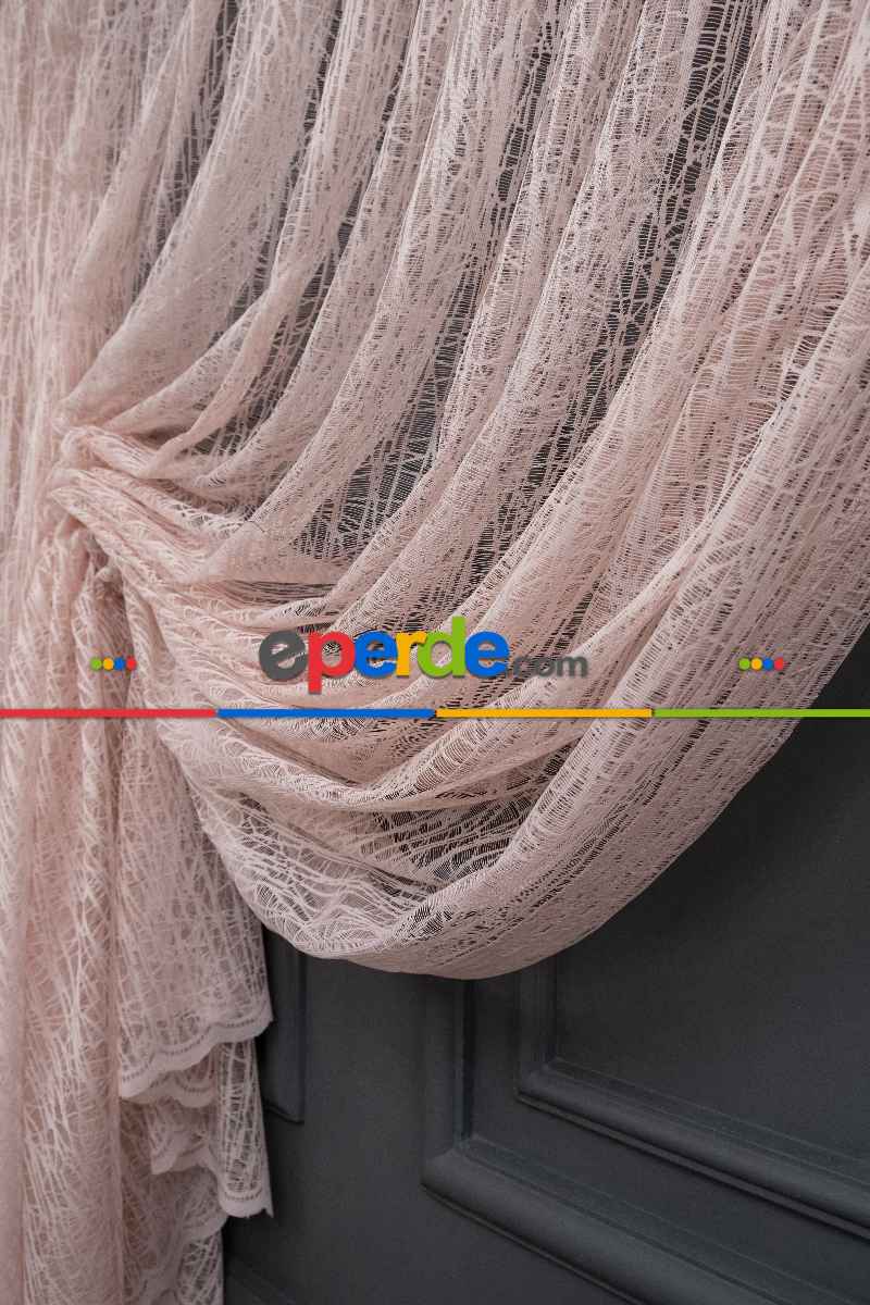 Pudra Pembe Kruvaze Model Tül Yanki Tül Camkırığı Tül