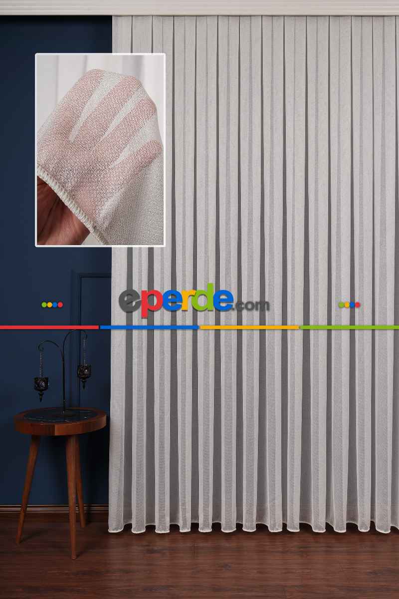 Salon Tül - Ekru Düz Tül Perde Ütü Istemez