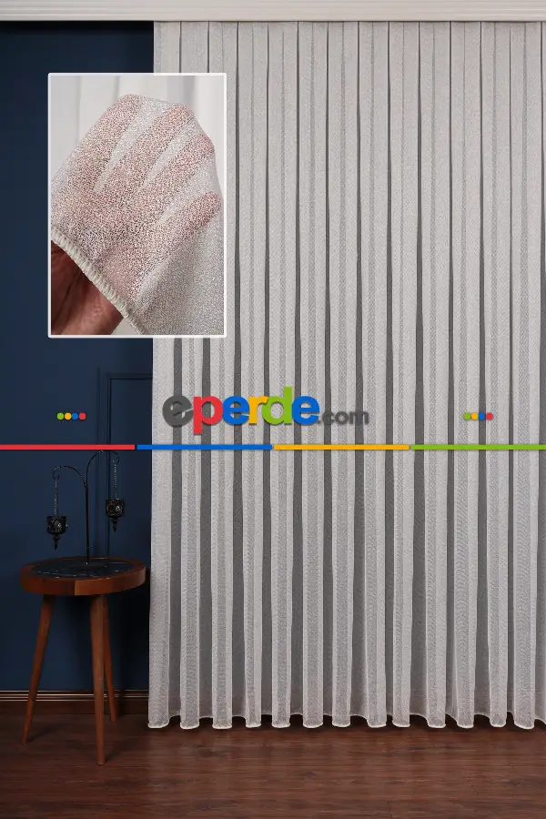 Salon Tül - Ekru Düz Tül Perde Ütü Istemez