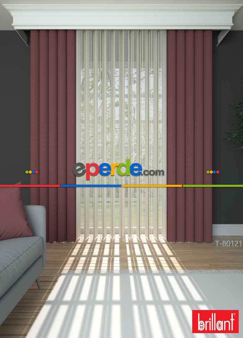 Brillant Akıllı Tül Perde Gül Kurusu Renkli Tül Dikey Zebra Perde Düz 1. Kalite