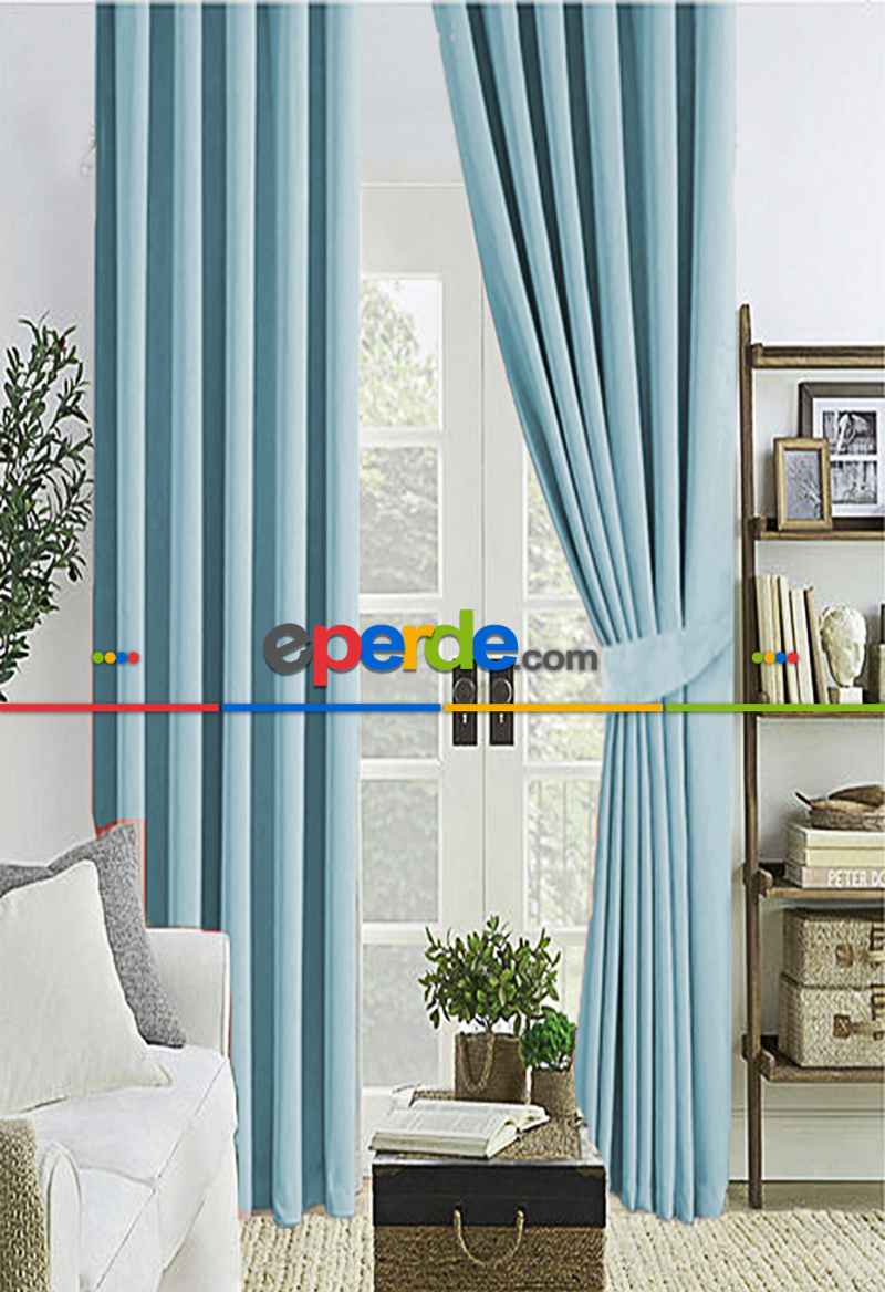 Turkuaz Renk Karartma Blackout Güneşlik Fon Kalın Perde