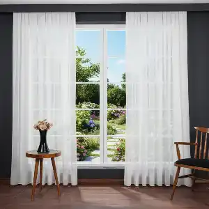 Bambu Zemin Noktalı Ve Çizgili Simli Düz Tül Perde Gramajlı