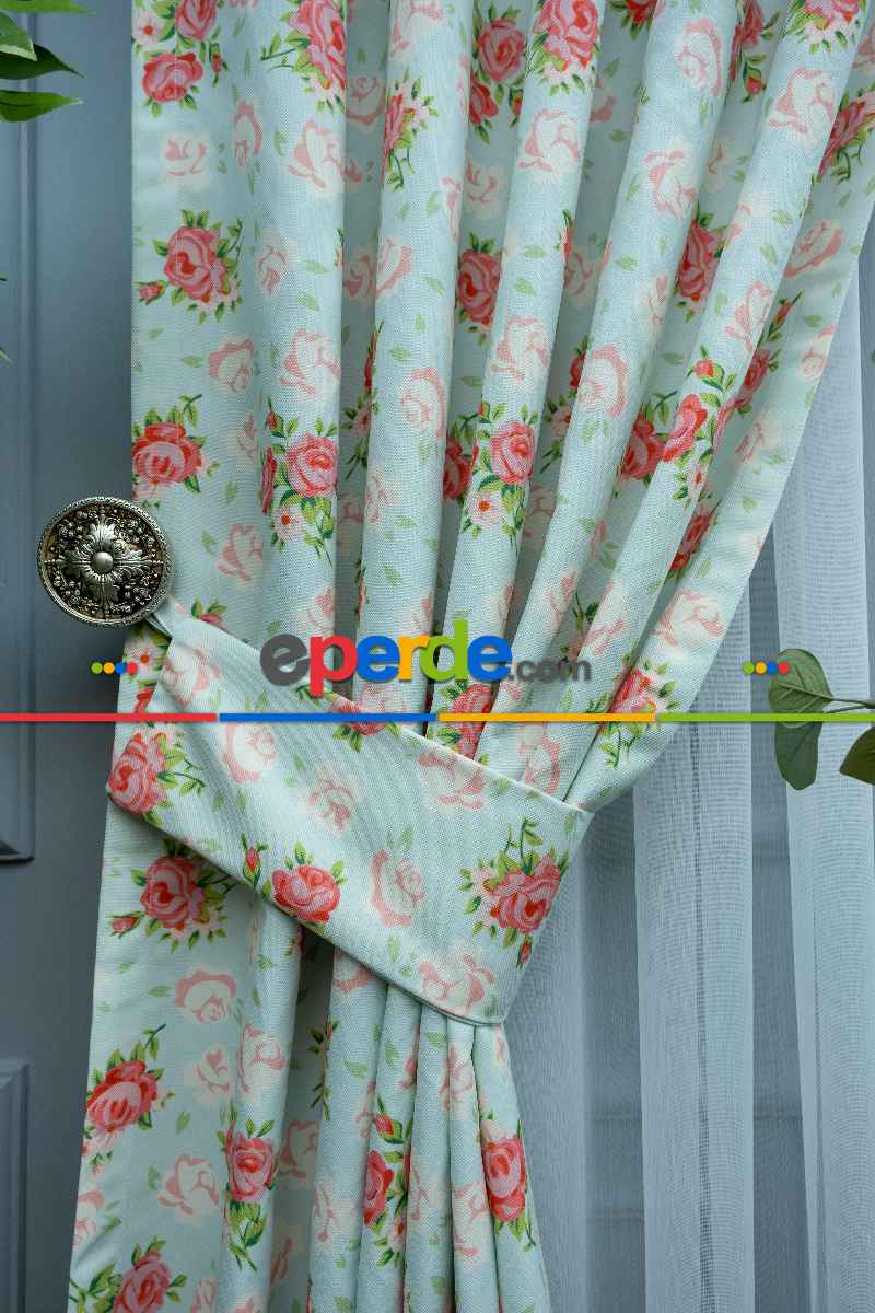 Çiçek Desenli Fon Perde K278 Kumaşı Kalındır Duck Bezi Değildir- Beyaz