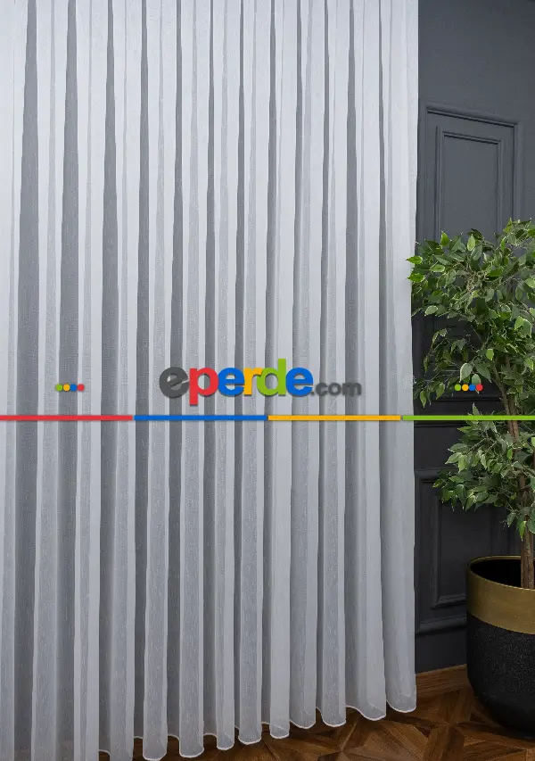 Salon Tül Modelleri - Lüx Ttm Bambu Tül Dökümlü Tül Ekru