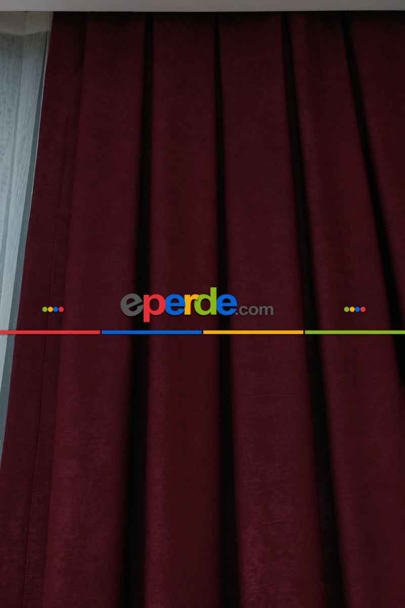 Soft Fon Perde Bordo Kumaş Kanat Yan Perde- Bordo