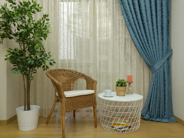 İndigo Duz Jakar Fon Perde - Mavi Koyu