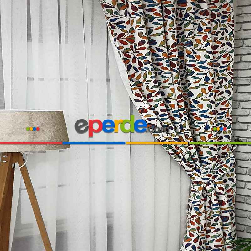 Mutfak Perdesi Kanat Fon Perde Desenli-  Çok Renkli 3