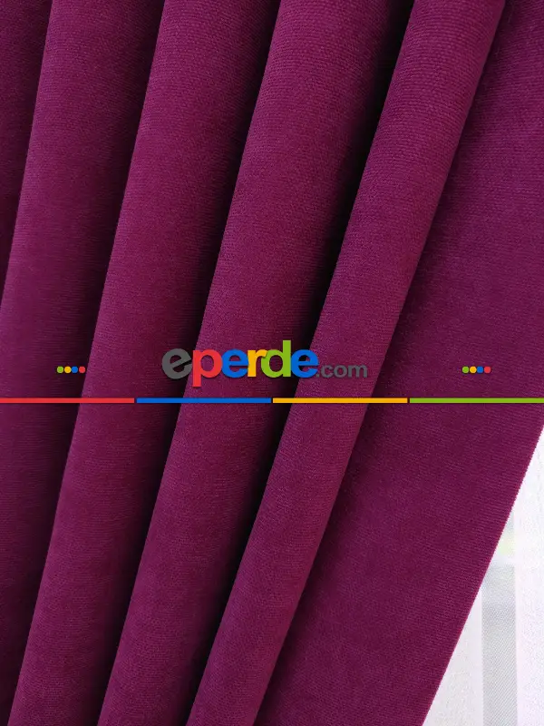 Yatak Odası - Mürdüm Düz Sade Fon Perde (  Dökümlü Fon )- Mürdüm Koyu