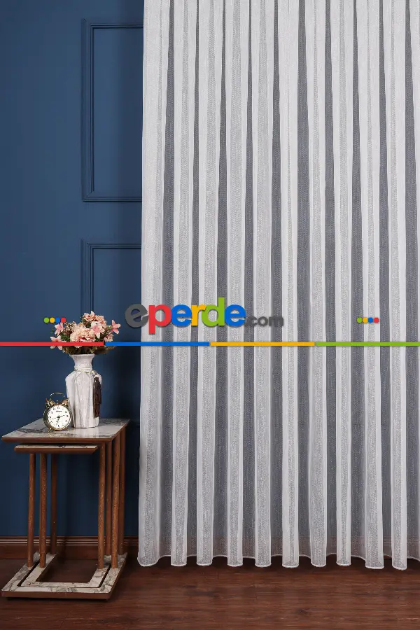 Salon Tül Modelleri - Garvolin Gri Düz Tül Perde