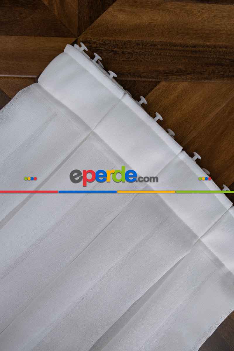 Çizgili Ekru Renkli 1.sınıf Kalite Bambu Tül Perde