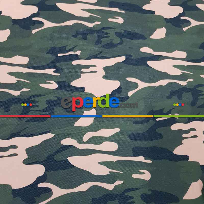 Kamuflaj Desenli Fon Perde Evm1134 Kumaşı Kalındır Duck Bezi Değildir- Yeşil-Bej