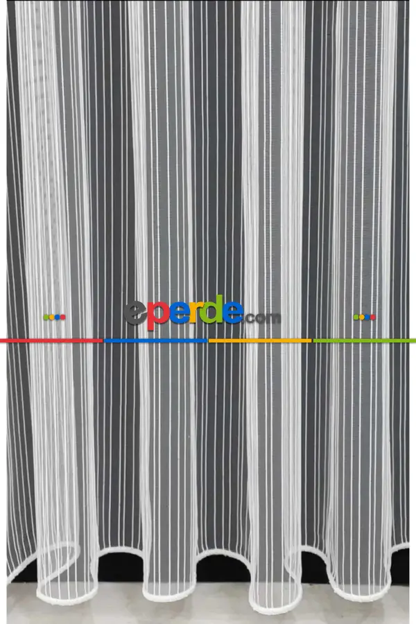 Düz Çizgili Zincir Desen Kurşunlu Gramajlı Tül (1.sınıf) (dikim Ücreti Fiyata Dahildir)