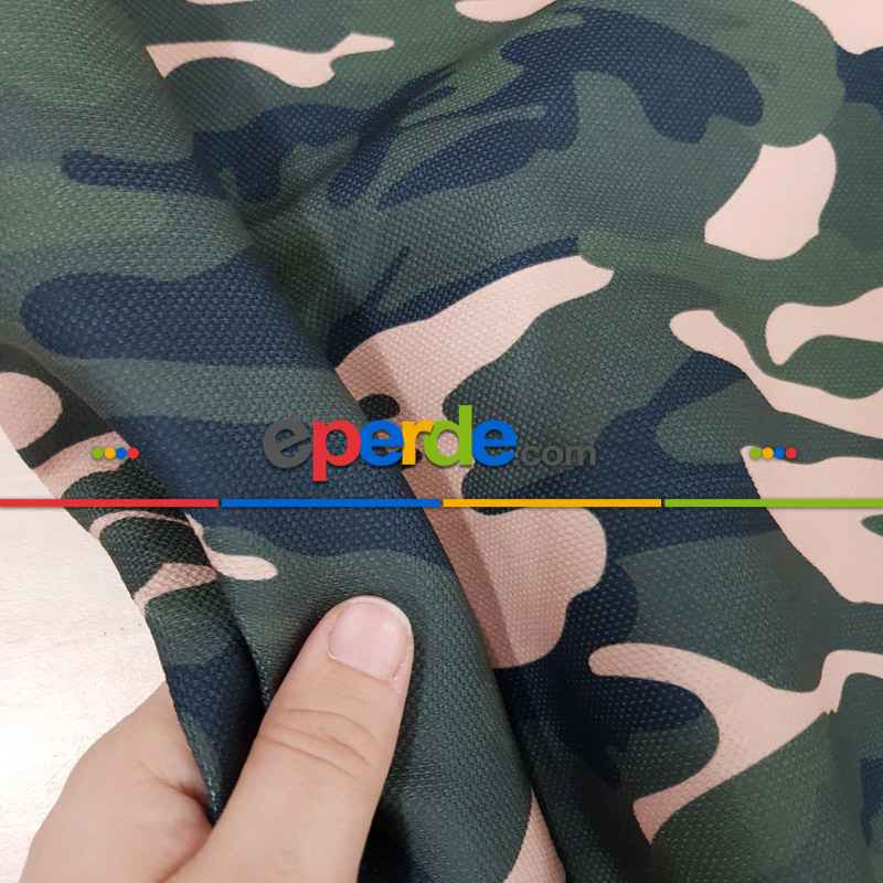 Kamuflaj Desenli Fon Perde Evm1134 Kumaşı Kalındır Duck Bezi Değildir- Yeşil-Bej