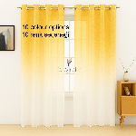 Mavi Renk Renkli Degrade Rustik Tül Perde Sarı