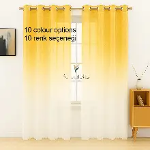 Sarı Renk Renkli Degrade Rustik Tül Perde