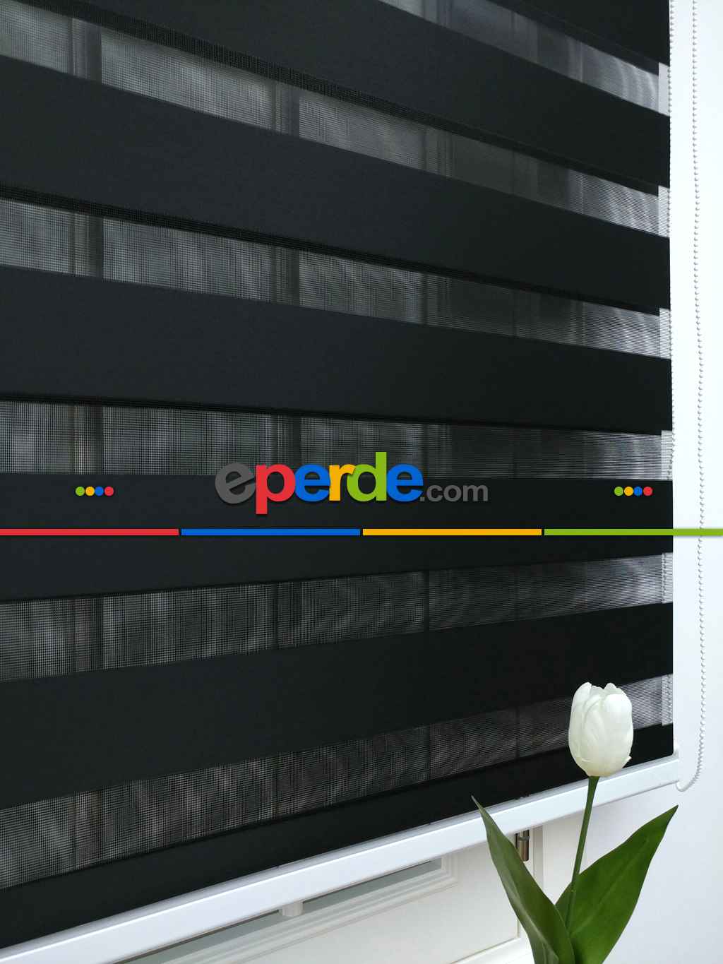 Zebra Perde - Düz Zebra Perde- Siyah