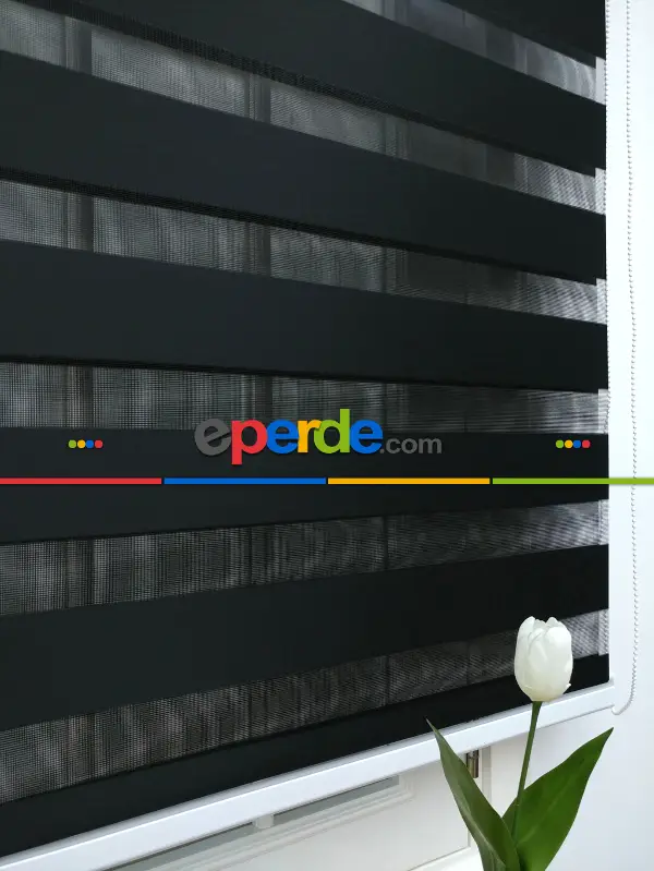 Zebra Perde - Düz Zebra Perde- Siyah