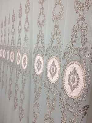 Arma Nakışlı Kadife Pudra İpek Zemin- Pudra