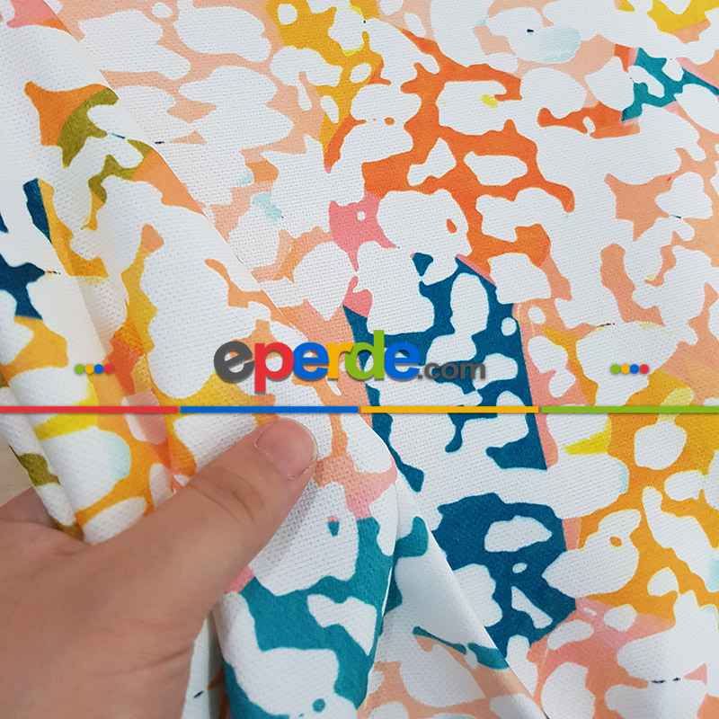 Modern Mutfak Perdesi Kanat Fon Perde Desenli- Sarı