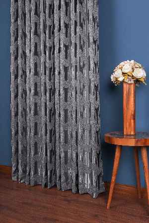 Avantgarde Antrasit Dalgalar Desenli– Modern Jakar Dokuma Fon Perde