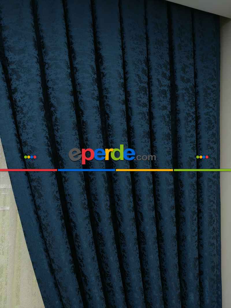 Lacivert Duz Jakar Fon Perde (150)- Lacivert