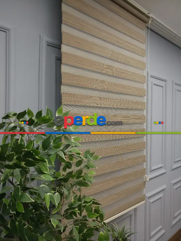 Salon Zebra Perde - 2021 Sezonu - Karartma Zebra Perde - Blackout Zebra Perde-ışık Geçirmez Zebra Perde- Kahve