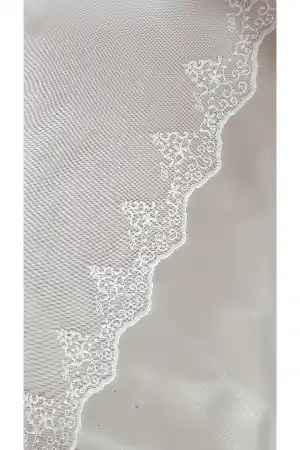 Taç Grek Damask Etek İşlemeli Sade Tasarım Yeni Tül Perde Arne Desenli