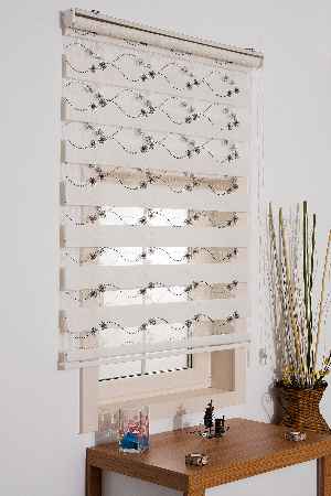 #üreticifirma %40 İndirimli!!! Nakış İşlemeli Siyah Ekru Zebra Perde- Siyah-krem-krem Açık