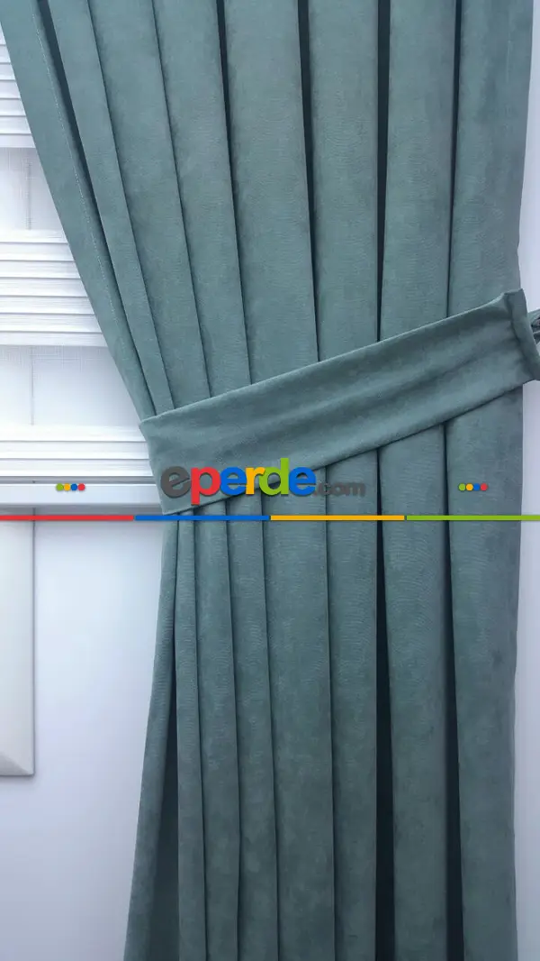 Salon Fon - Turkuaz Yeşili Ara Renk - Düz Fon Perde ( 280 Eninde )- Turkuaz Yeşili Ara Renk