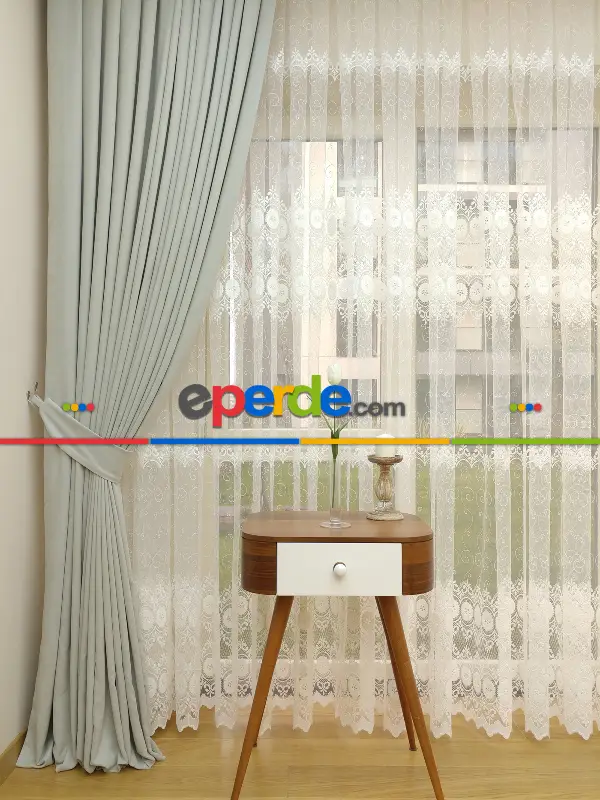 Salon Fon - Açık Gri - Düz Fon Perde (  Dökümlü Fon Perde)- Gri Açık