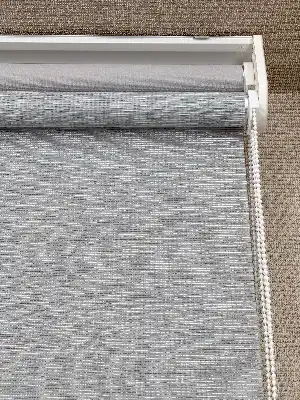 Açık Gri Çiftli Sistem Tül Stor Perde, Standart Metal Kasalı Yüksek Kalite Kornişe Kolay Montaj Seçenekli
