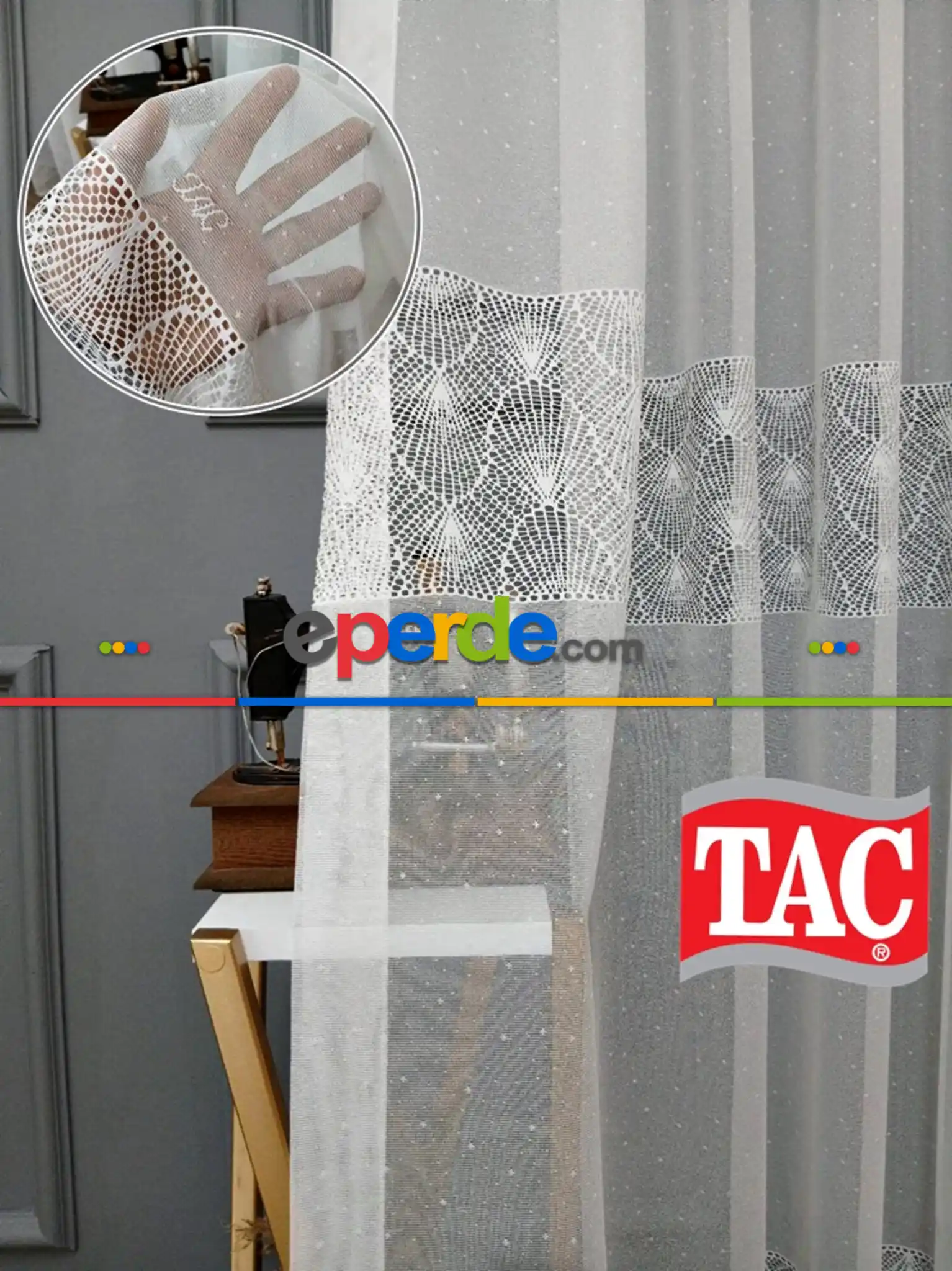 Taç Yakamoz Örme Ütü İstemez Kırışmaz Tül Perde