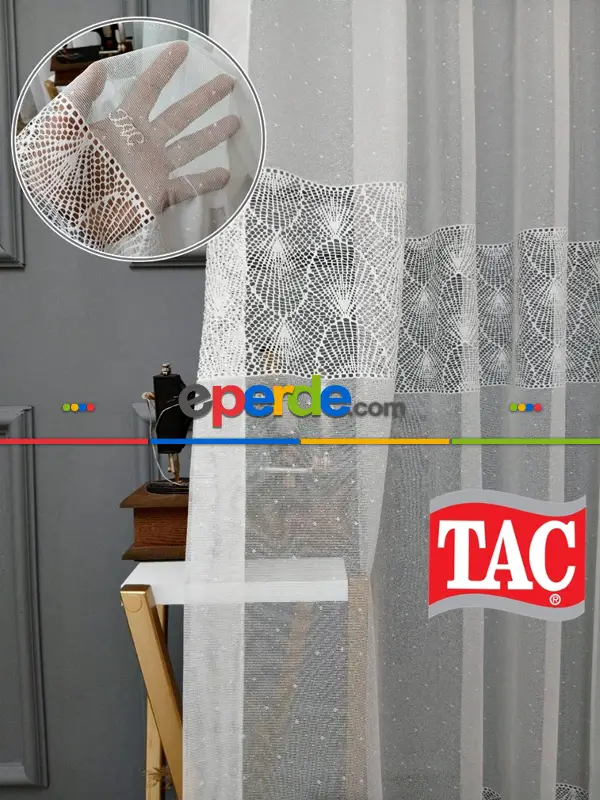 Oturma Odası - Taç Yakamoz Örme Ütü İstemez Kırışmaz Tül Perde