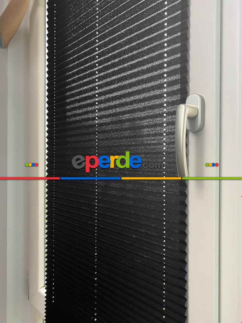 Mutfak - Plisel Perde, Siyah Diamond Seri Cam Balkon Perdesi 1. Kalite (matkapsız Montaj Yaylı Sistem)