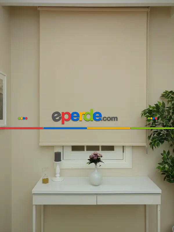 Yatak Odası Stor Perde - Stor Perde Mat Pastel Serisi (pvc Kaplama) Kalın Dokulu- Krem Koyu