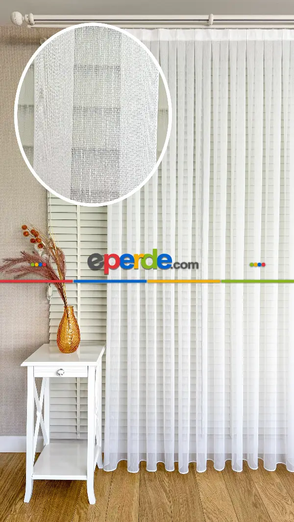 Oturma Odası - Bambu Tül İpek Yumuşaklığında Kırık Beyaz Armür Dokuma - Ütü İstemez