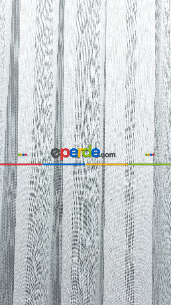 Çizgili Düz Tül Perde Ütü İstemez- Ekru - Kurşunlu Tül