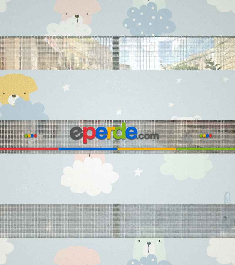 Bulut Desenli Baskılı Zebra Perde- Çok Renkli